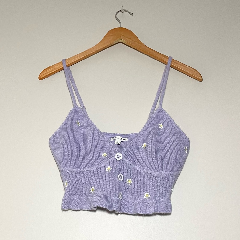 For Love and Lemons Daisy Knit Tank Cropped